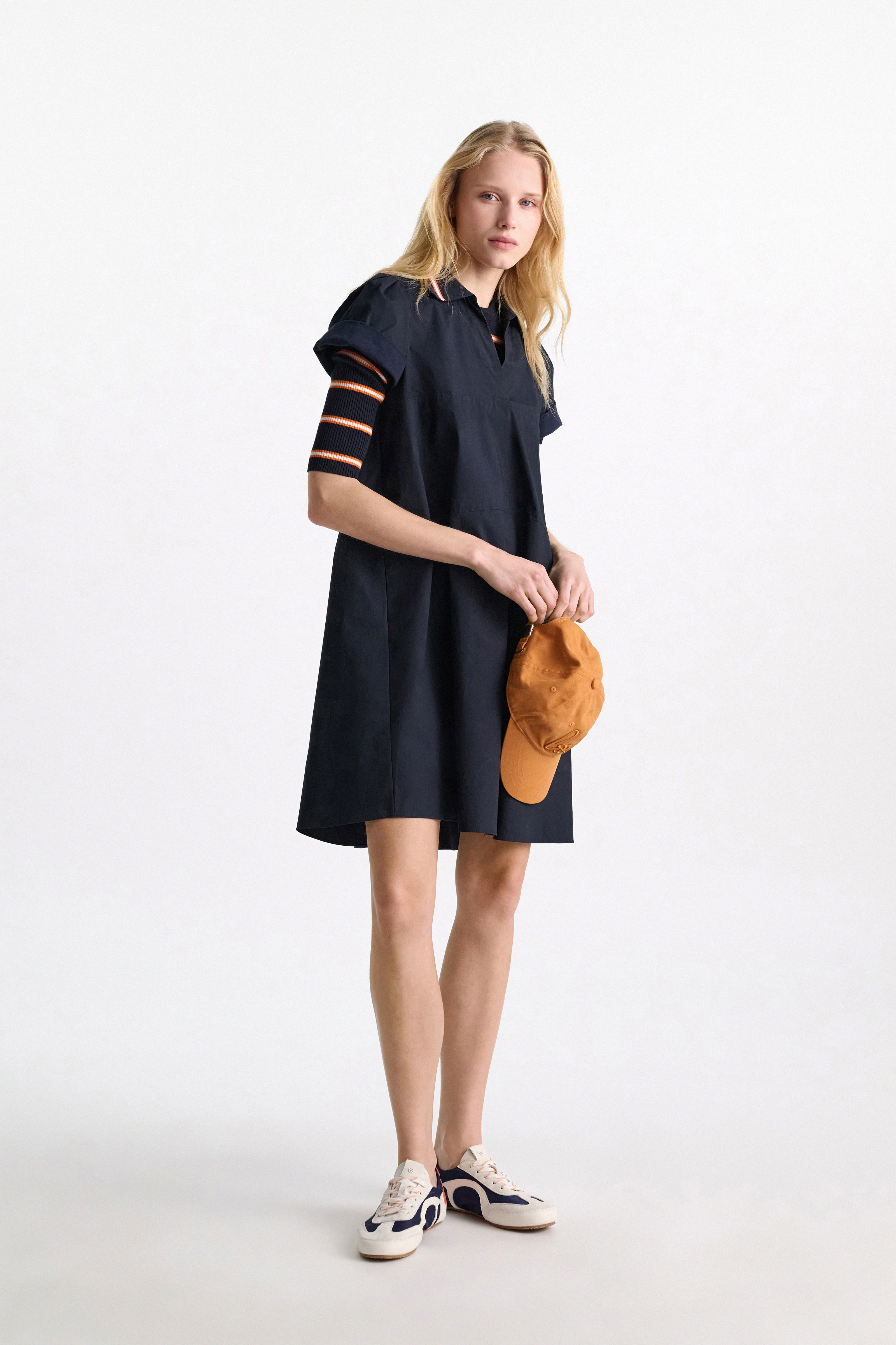 Dorothee Schumacher Polo mini-dress in cotton poplin dark navy